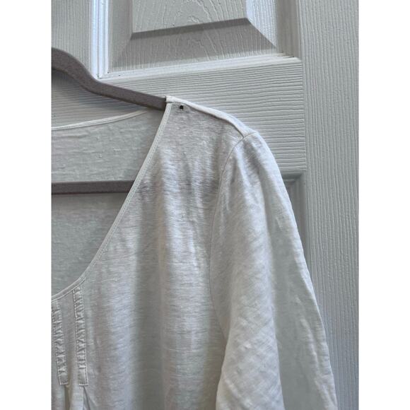 Poetry Flaw Linen Semi Sheer Short Sleeve Scoop Neck Tee Top Size 12 Style VB37 - Picture 5 of 11